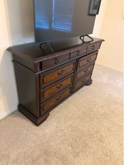 Dresser, two nightstands and bed frame set