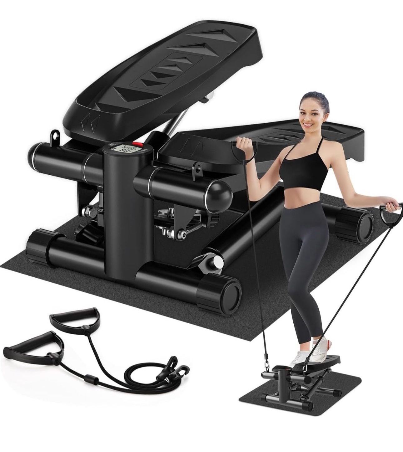 Steppers for Exercise at Home, Adjustable Pedal Height Stair Steppers with Resistance Bands for Home Fitness, Mini Steppers with 330LBS Loading Bearin