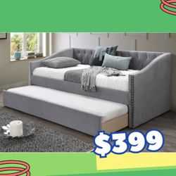 Brand New In Box Day Bed W/ Slats + Trundle  And 2 Mattresses. Pick Up  In  Long Beach