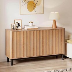 Fluted Cabinet with Storage, Small Buffet Cabinet Sideboard with Door, Kitchen Buffet Storage Accent Cabinets with Adjustable Shelves for Living Room,