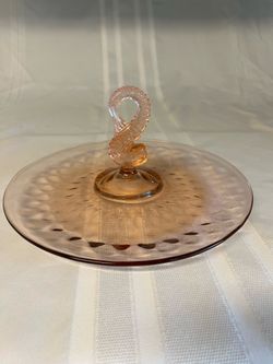 Fenton Dolphin Handle Pink Tidbit Tray -1930’s