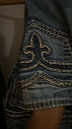 Embroidered Fleur-de-Lis Denim Jeans