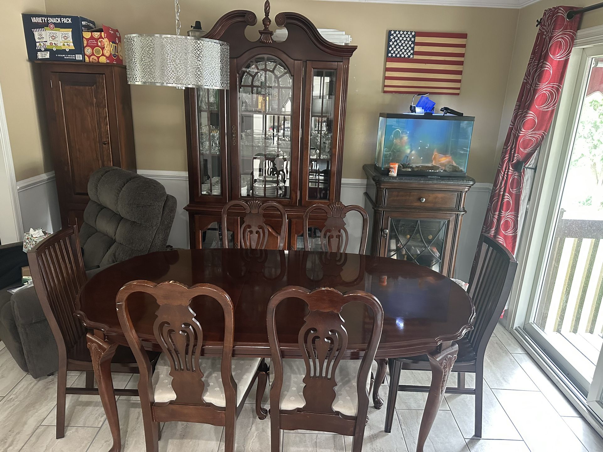 Table, Chairs And China Cabinet