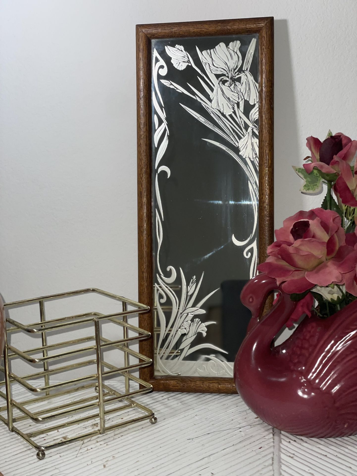 Etched Glass Mirror 80’s Retro