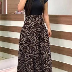 Summer Dress Women Long Floral Oversized Dress2023 Ladies Sundress Big Size Elegant Party Dress Size. (L).