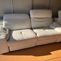 White Electric Recliner Sofa And Electric Love Seat
