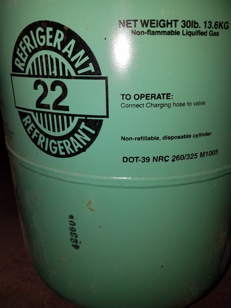 27.8 POUNDS VIRGIN R22 FREON REFRIGERANT  37 POUNDS IS GROSS WEIGHT OF A FULL 30 POUND CYLINDER  THIS WEIGHS 34.8 POUNDS PICK UP ONLY