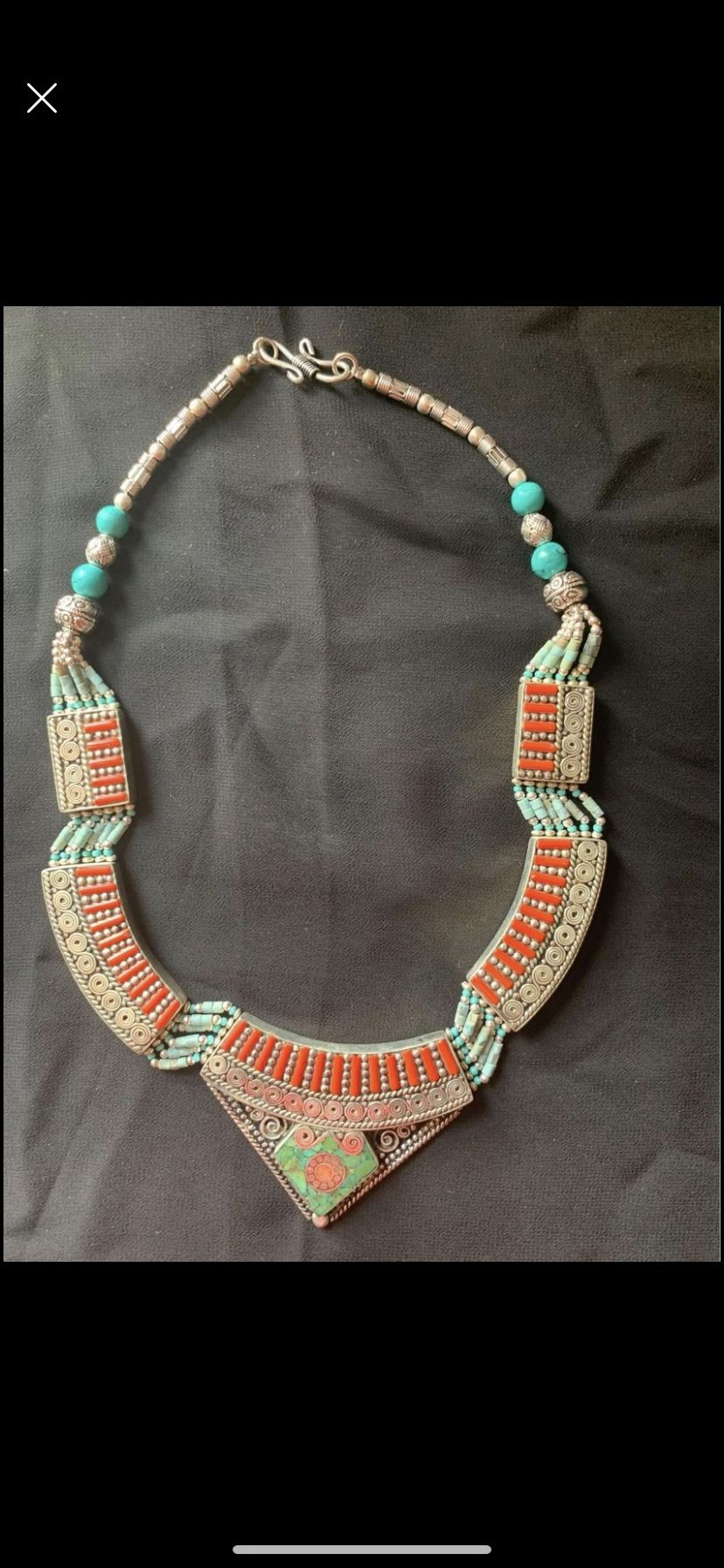 Tibetan Natural Turquoise & Coral Necklace