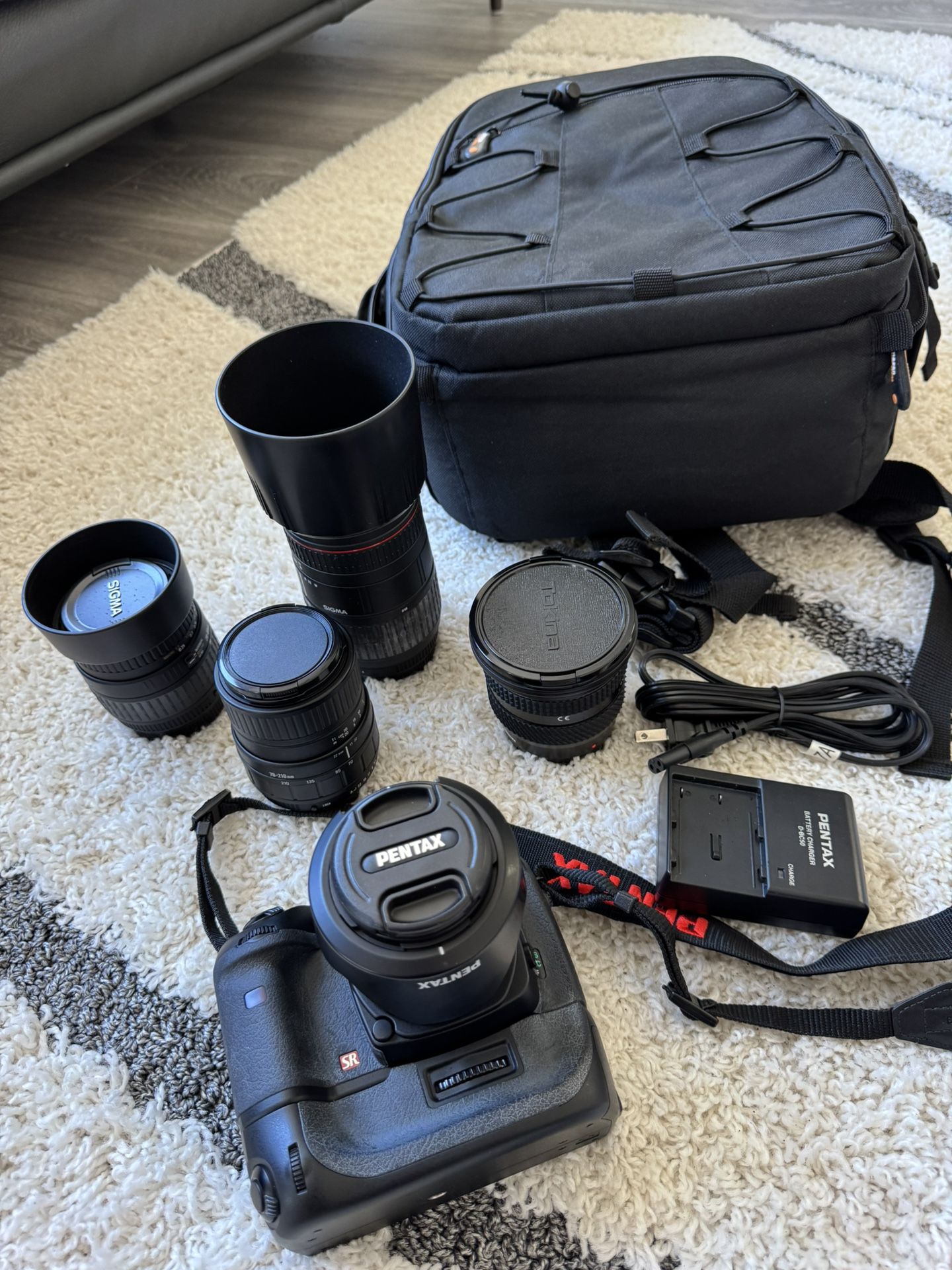 For Sale: Pentax K20D DSLR Camera Full Kit – 5 Lenses + Grip + Batteries + Bag