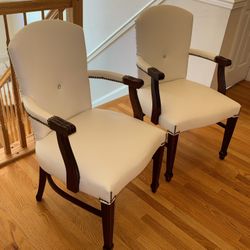 Two Reupholstered Antique Chairs