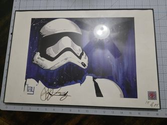 Rare Signed "Ray" Framed Storm Trooper Star Wars Print