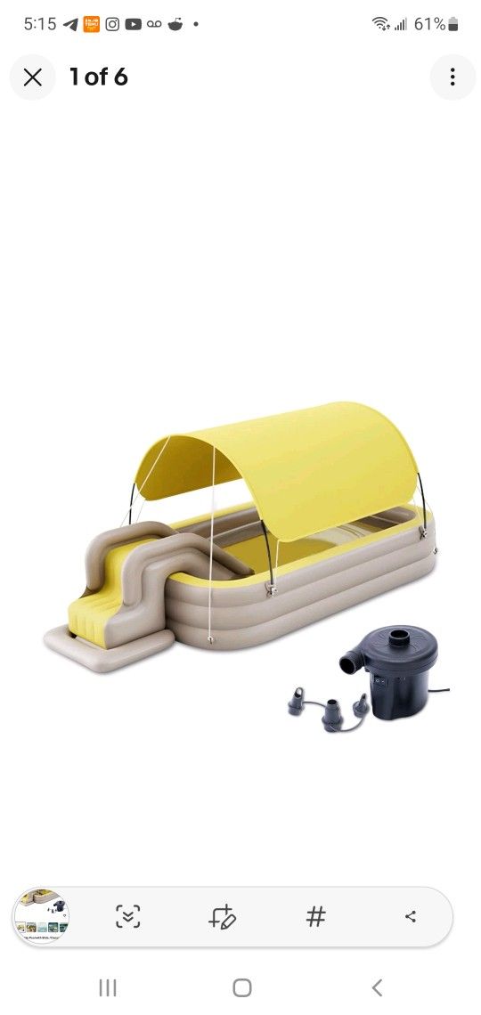 🔥 BRAND NEW Inflatable Pool w/ Slide & Canopy – Comes w/ Air Pump