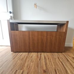 Modern Walnut + Glass Media Console