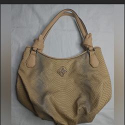 Simply Vera Vera Wang Tan/Cream Faux Alligator Skin Hobo Style Purse