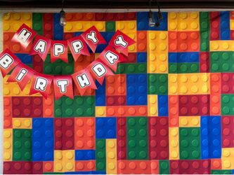 Lego banner and backdrop