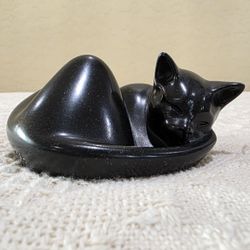 Please Read Description - Suzie Marsh Capella of Dartington Black Stone Sleeping Cat Kitten Gato Figure