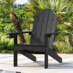 Black Adirondack Chairs with Cupholder Set of 2