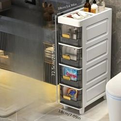 4 Layers Ultra-Slim Plastic Big Capacity Drawer-type Storage Cabinet Office Restroom Kitchein Supplies Unit Based
