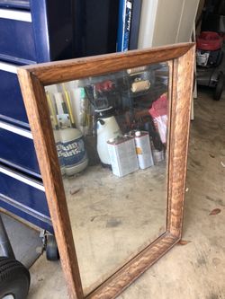 BEAUTIFUL REFINISHED OAK SHADOW BOX MIRROR! EXCELLENT SHAPE AND VERY VERY CLEAN!!