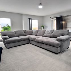 Down Feather Grey Sectional Couch