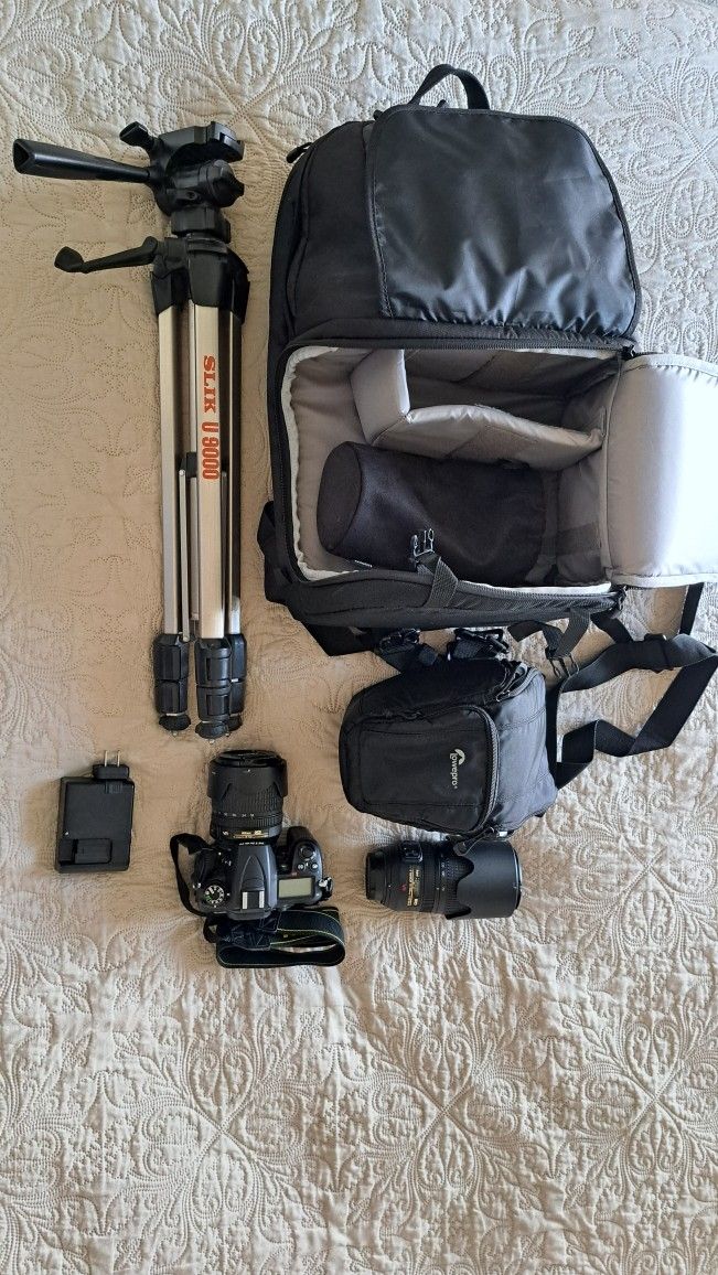 Nikon D7000 Used, 18-105 1/3.5-5.6 Dx, 70-300 1/4.5-5.6, Tripod and 2 Cases