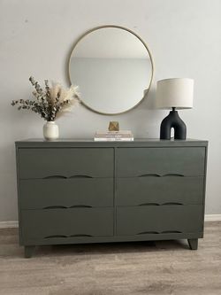 Mid-Century Modern Olive Green 6-Drawer Dresser- delivery available