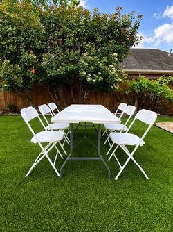 White Folding table chair set