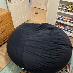 Big Joe Fuf Large Foam Filled Bean Bag Chair with Removable Cover, Cobalt Lenox, Durable Woven Polyester, 4 feet Big, Navy Lenox, Large