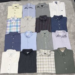 Lot of Qty 23 Men’s Size Medium Short Sleeve Casual Button Down Shirts Various Colors, Patterns & Brands