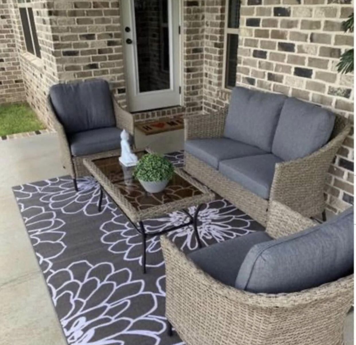  4 PCs Steel Patio Set