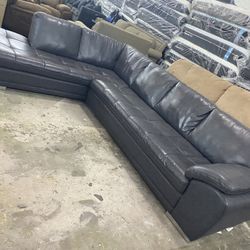 Leather Gray Sectional 