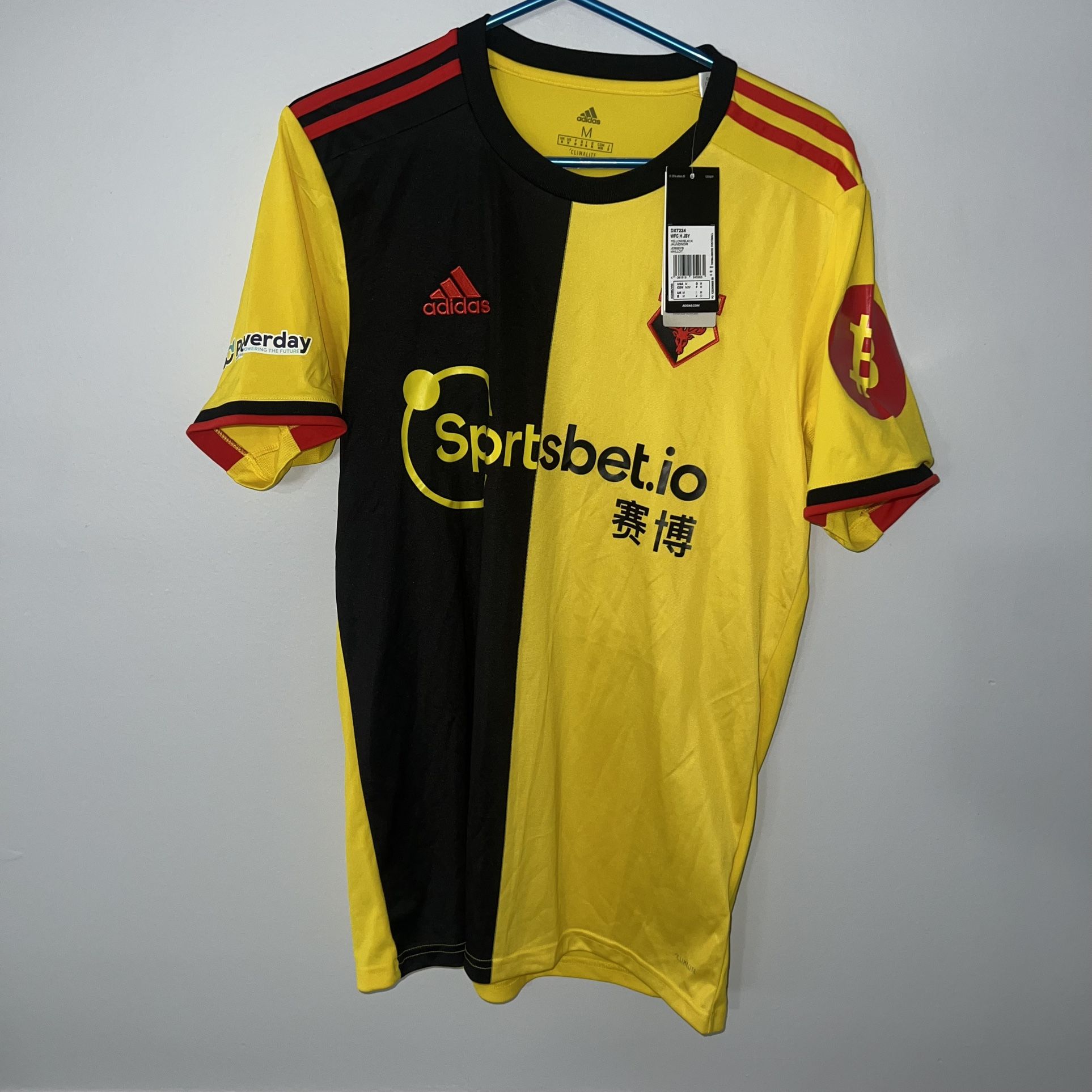 Watford FC Jersey Mens Medium Yellow Adidas 2019 2020 England Football NWT