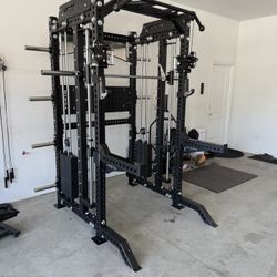 PRO SERIES Ultimate 3-1 Half Rack Functional Trainer w/Smith Machine Bar | 400lb Stack | Gym Equipment | Fitness | Commercial | Squat Rack 