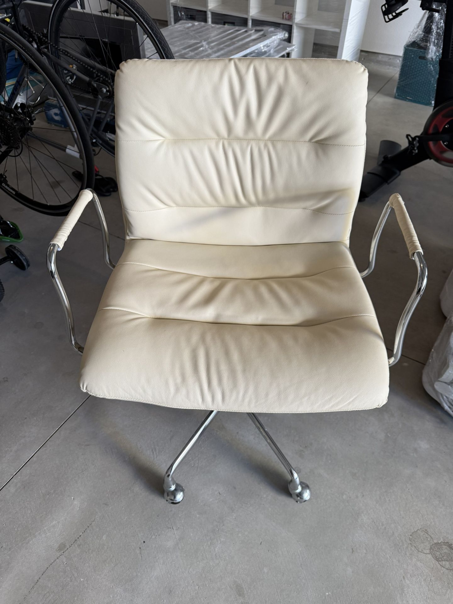 White Faux Leather Desk Chair