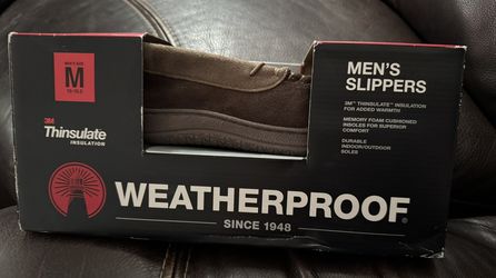 Slippers  Mens NEW Weatherproof with Memory Foam - Medium Size 10-101/2- Brown New w/Box