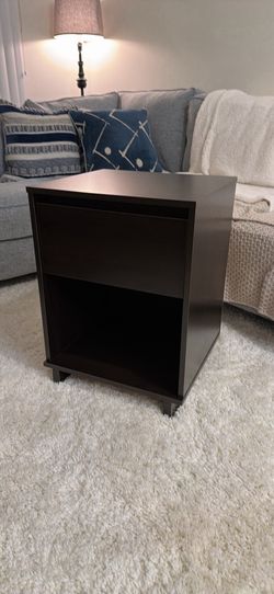 Nightstand with Storage Drawer - Dark Brown