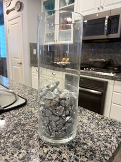Glass Vase with Metallic Rocks