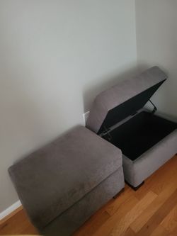 Gray Storage Ottomans – Pair