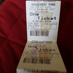 Tickets to family kingdom amusement park in Myrtle beach