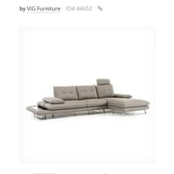 Divani Casa Porter Modern RAF Grey Fabric Sectional Sofa