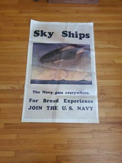 Vintage 1970s Repro WW1 Era Navy Recruitment Poster.