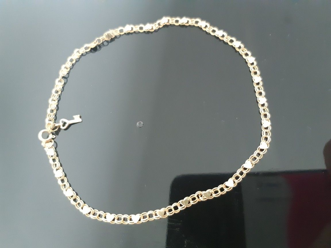 REAL 14K BEUTIFULL HEART ANKLET, 3gr.