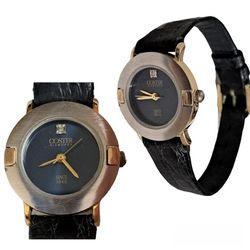 Coster Diamond Leather Blue Dial Two-Tone Women Watch New Battery Vintage 1994