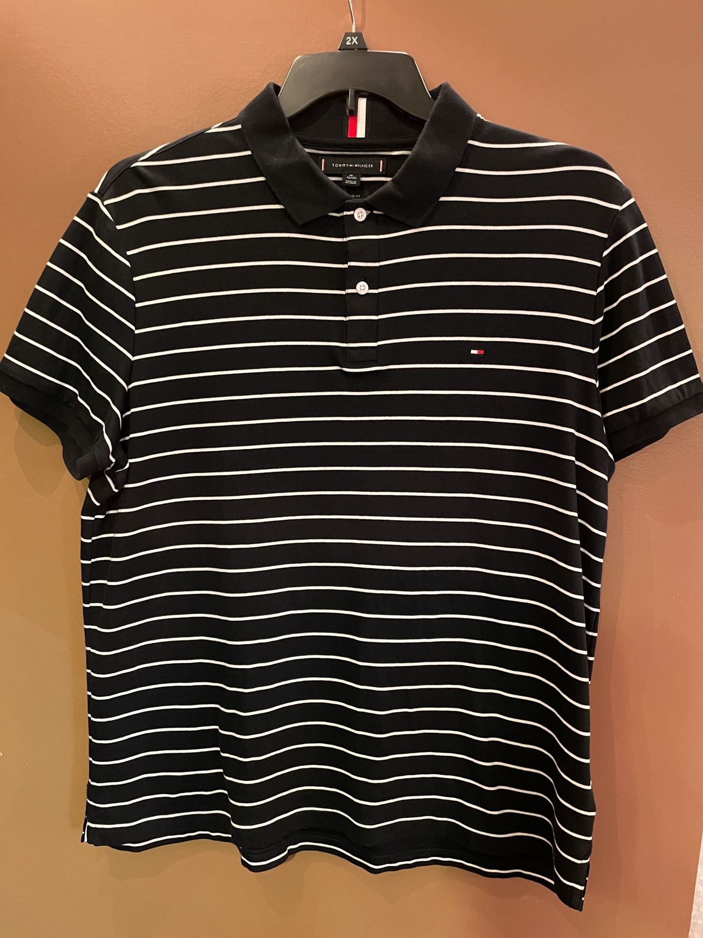 Tommy Hilfiger Regular Fit Cotton Polo - Men’s Size XL - Navy/Ecru