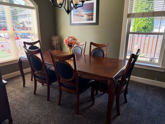 Wood Dining Table Set with 6 Chairs