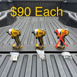 DEWALT ATOMIC 20V MAX Cordless Brushless Compact 1/4 in. Impact Driver (Tool Only) **2 Available, $90 Each**