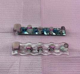 Press on toenails black lace pink chrome French tips matte
