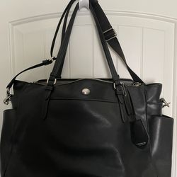 Large Coach Black Leather Bag