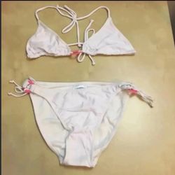 White and pink 2 piece bikini swimsuit