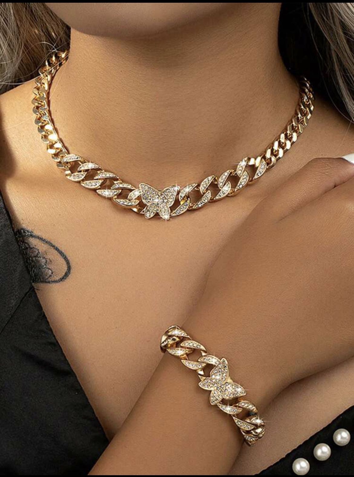 Gold Butterfly chain Set